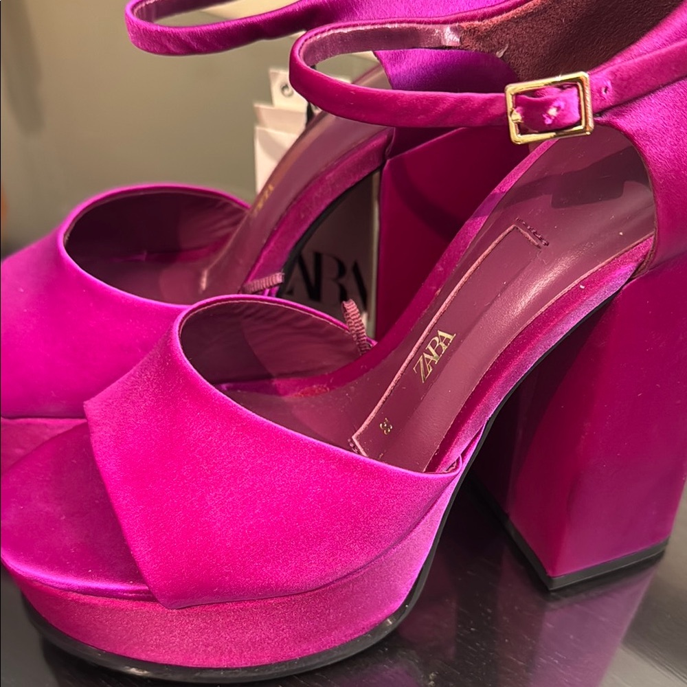 Zara Pink Platform Shoes with Chunky Heel